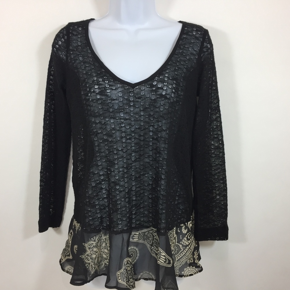 Poeme by Citron Black Knit Medium Pullover Top